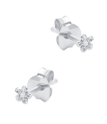 Mini Flower CZ Silver Stud Earring STS-6697
